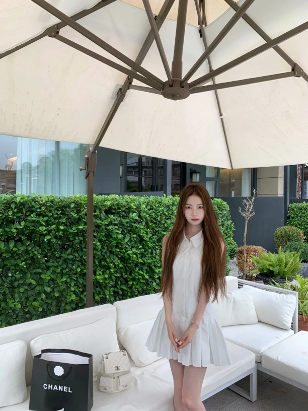 一粒曲奇[运补6米]学院风衬衫连衣裙女夏季新款收腰显瘦百褶裙