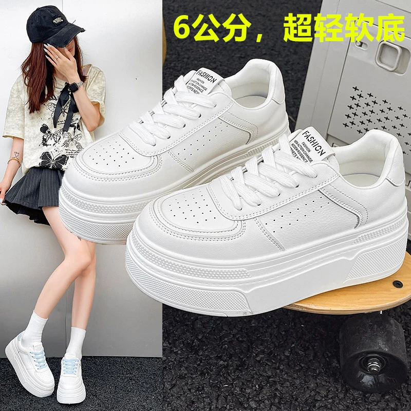 2025四季厚底增高真皮小白鞋女时尚百搭经典时尚日常休闲超轻松糕