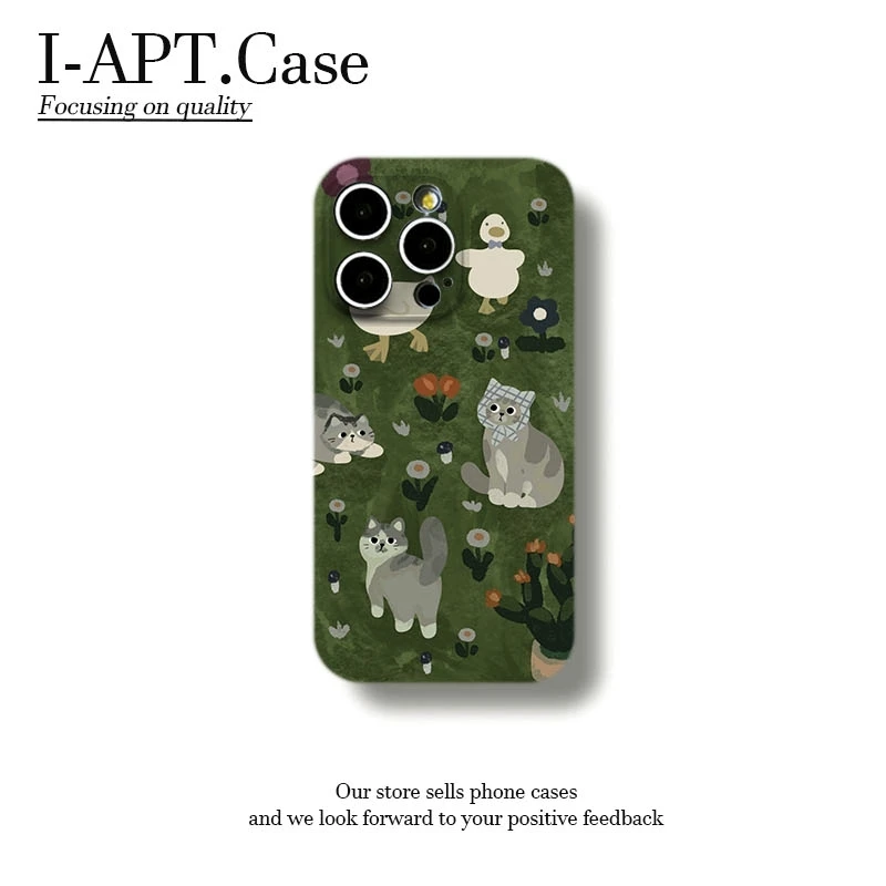 绿绘三猫二鸭菲林软壳适用iPhone苹果16手机壳华为oppo小米vivo新