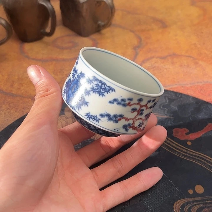 炎匠怀古，青花岁寒三友主人杯