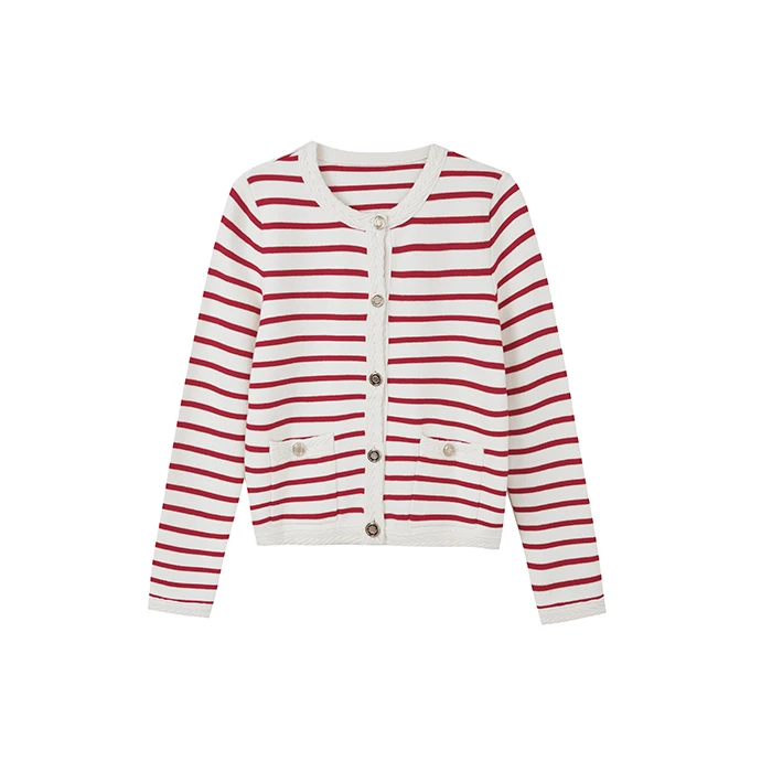 【李易行】小香风条纹通勤风针织衫休闲时尚上衣N1520