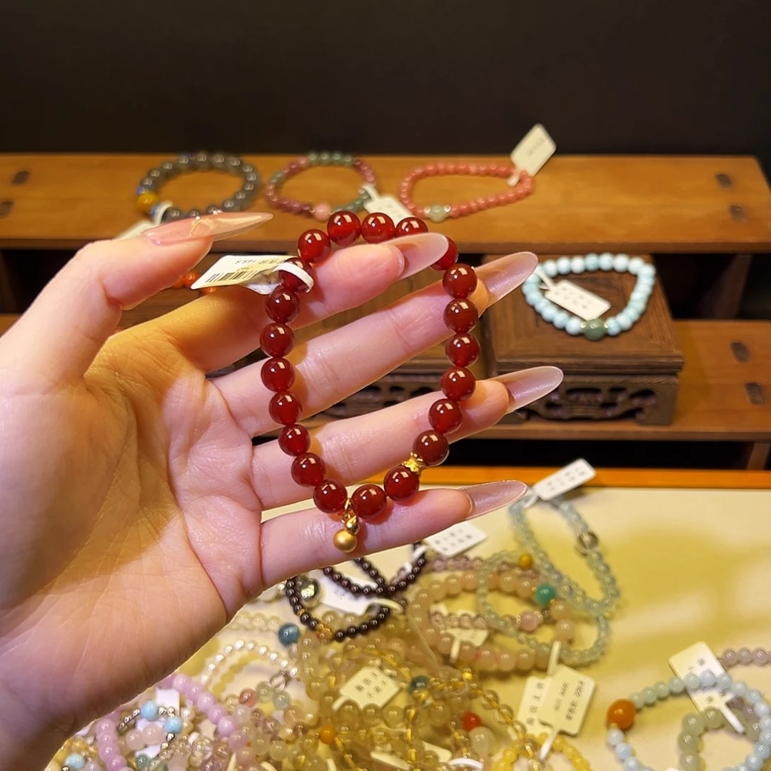 水晶手链银S925镶嵌红玛瑙43