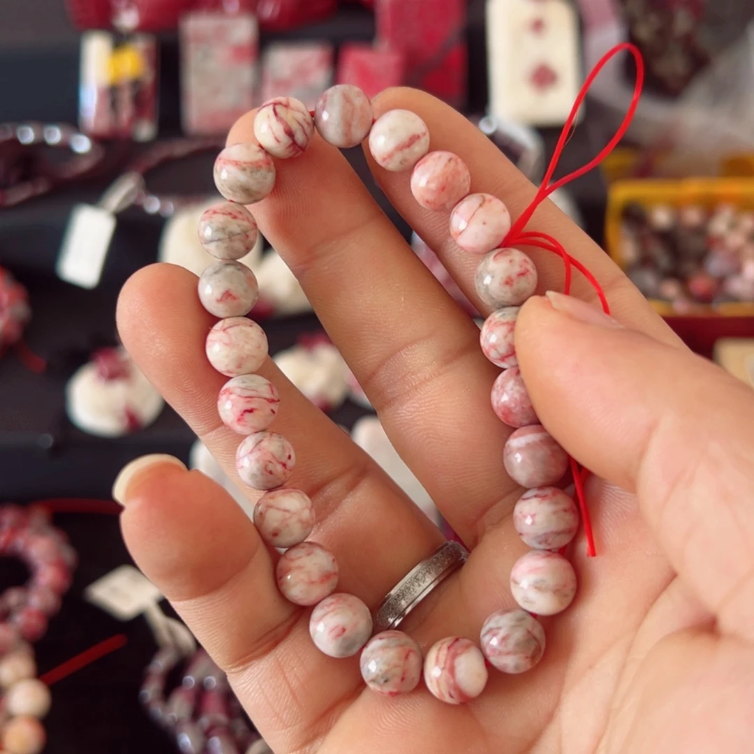 天然辰砂原石手串