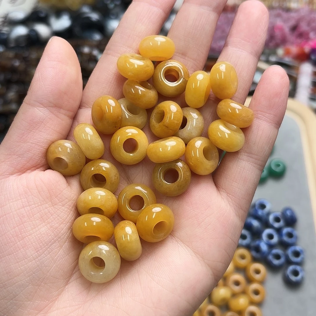 玛瑙/玉髓未镶嵌珠宝半成品卡14米黄玉面包圈4颗