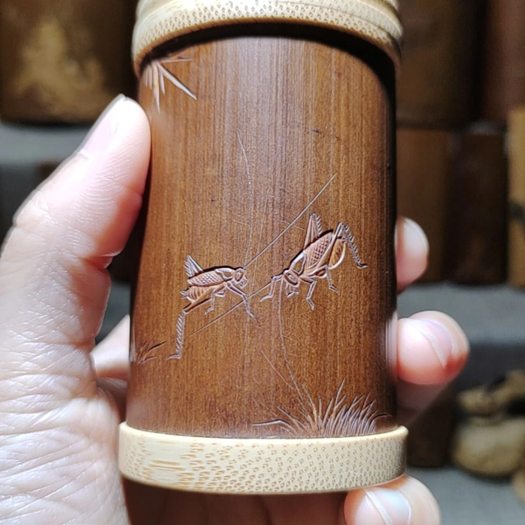 竹景*竹雕虫趣牙签筒