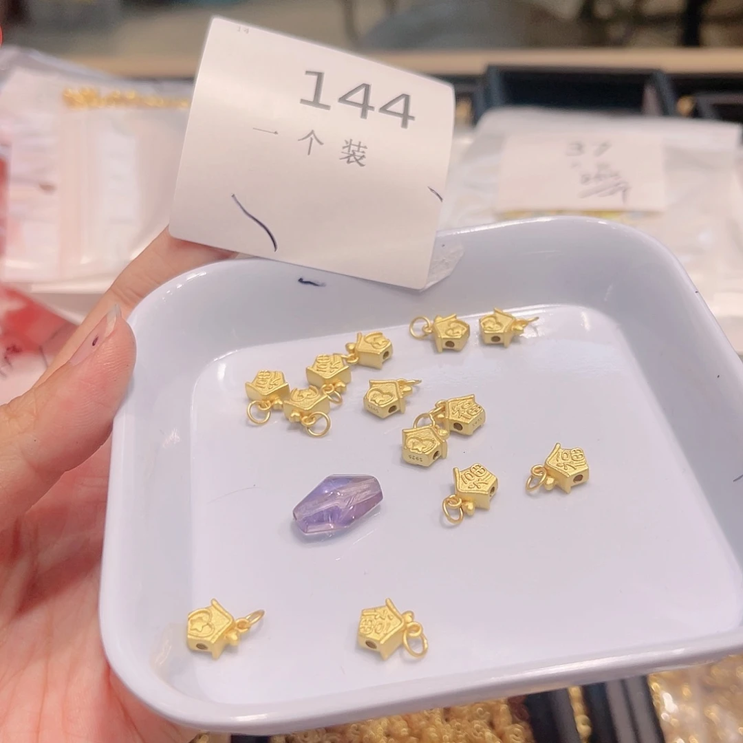 水晶珠宝半成品银S925镀金镶嵌144