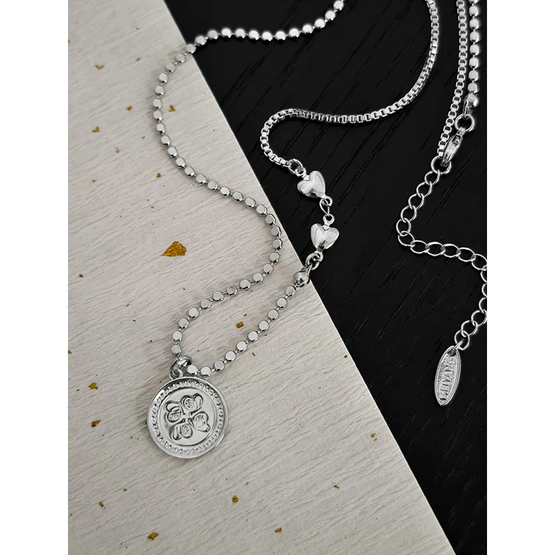 合金吊坠 A 美洋MEIYANG 心愿项链 简约百搭圆牌吊坠可调节锁骨链