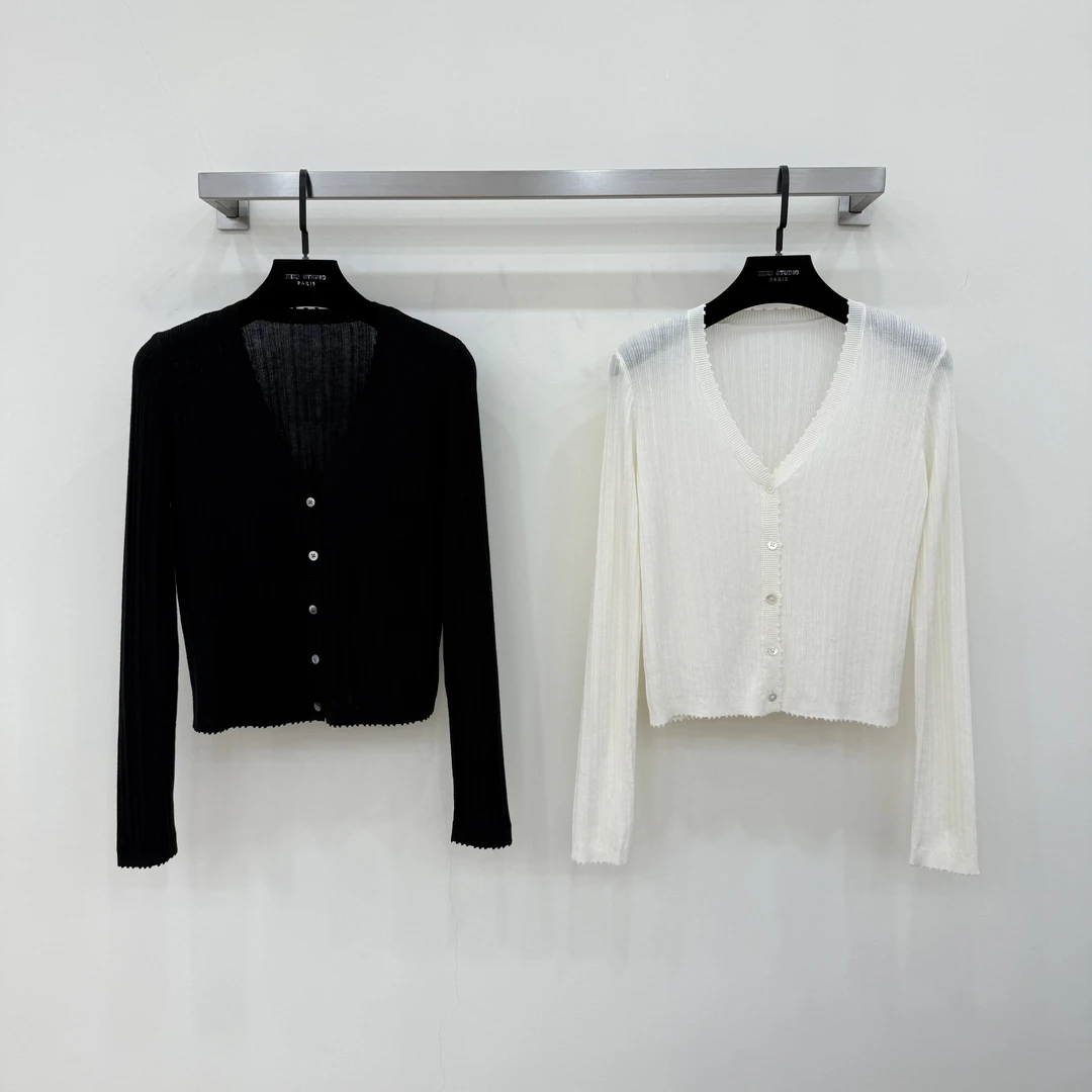 JIAYE CHAN纯色时尚长袖针织单排扣防晒外搭开衫