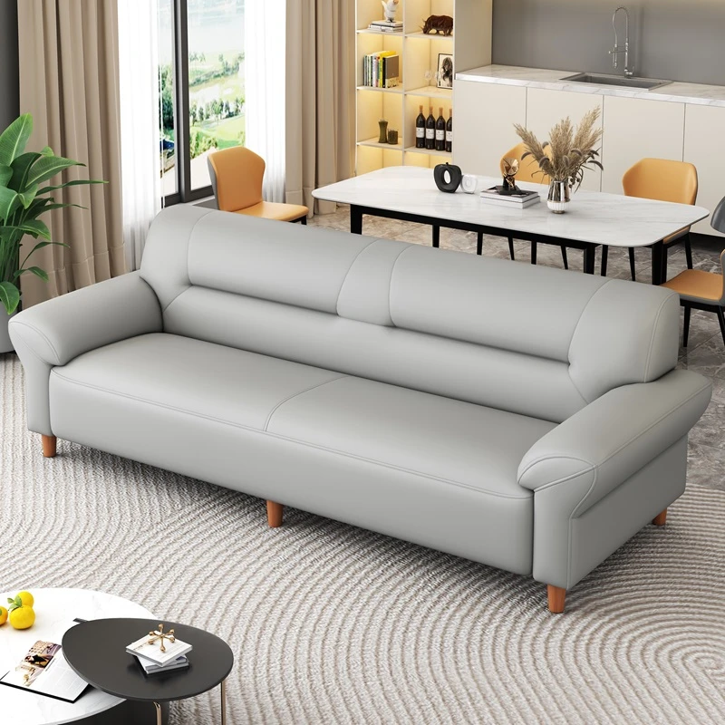 真皮沙发现代简约小户型沙发单人位办公室直排沙发