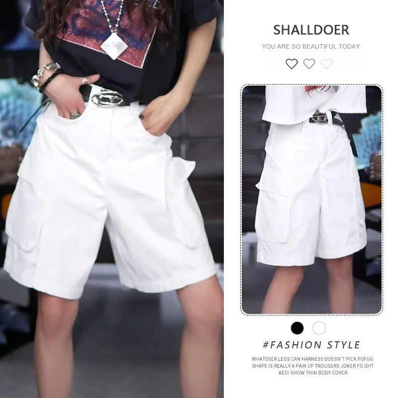 2025年夏季新款韩版高腰纯色牛仔裤女生时尚百搭显瘦工装五分裤潮