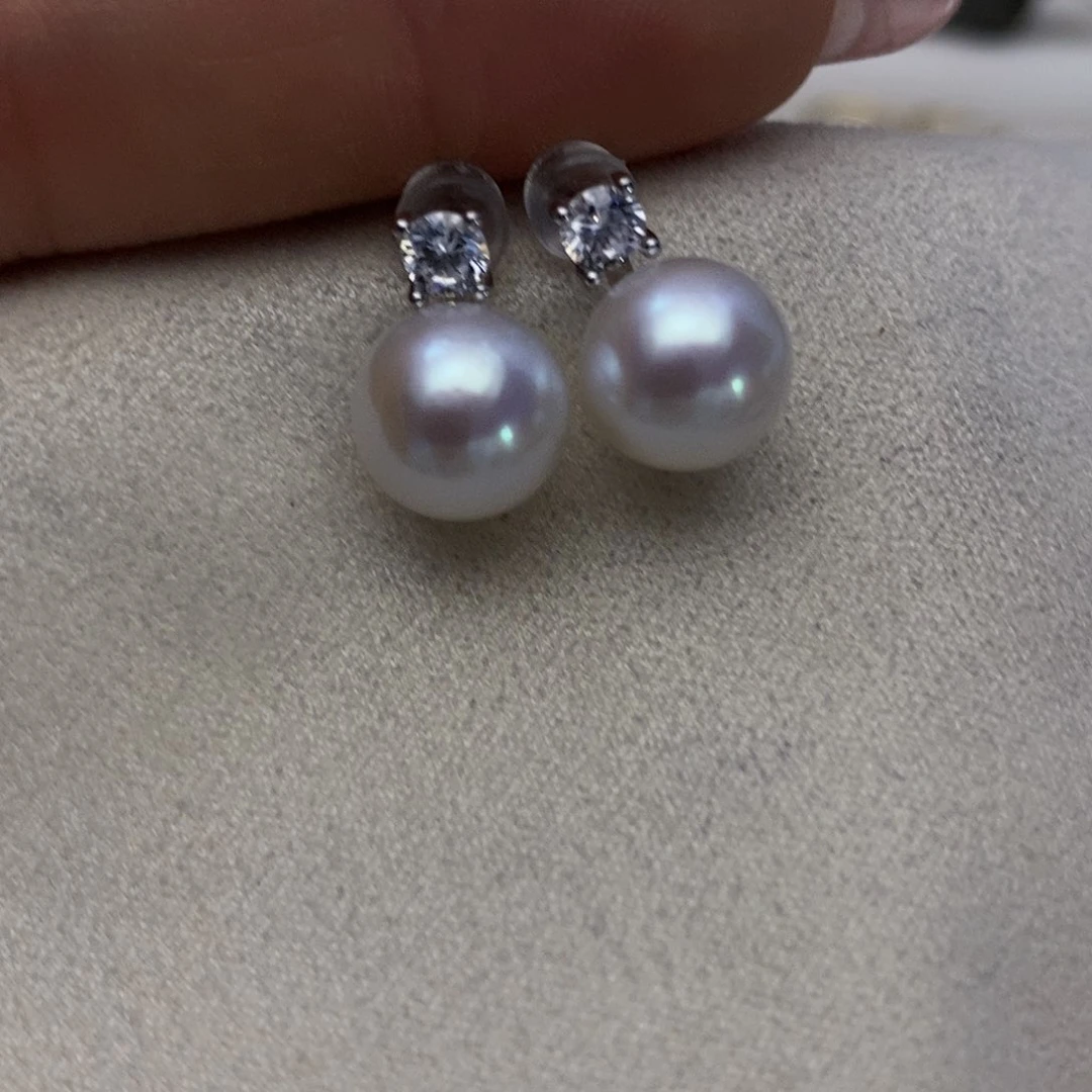 【闪购商品】淡水珍珠耳饰银S925镶嵌10mm