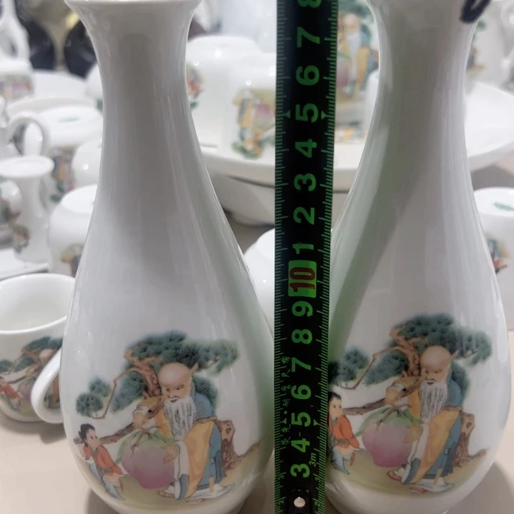 瓷片陶瓷制品寿星瓶一对