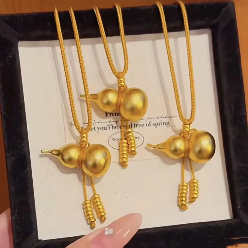 铜合金布艺项链 算盘珠轻奢古法工艺福禄设计送礼佳品饰品金色