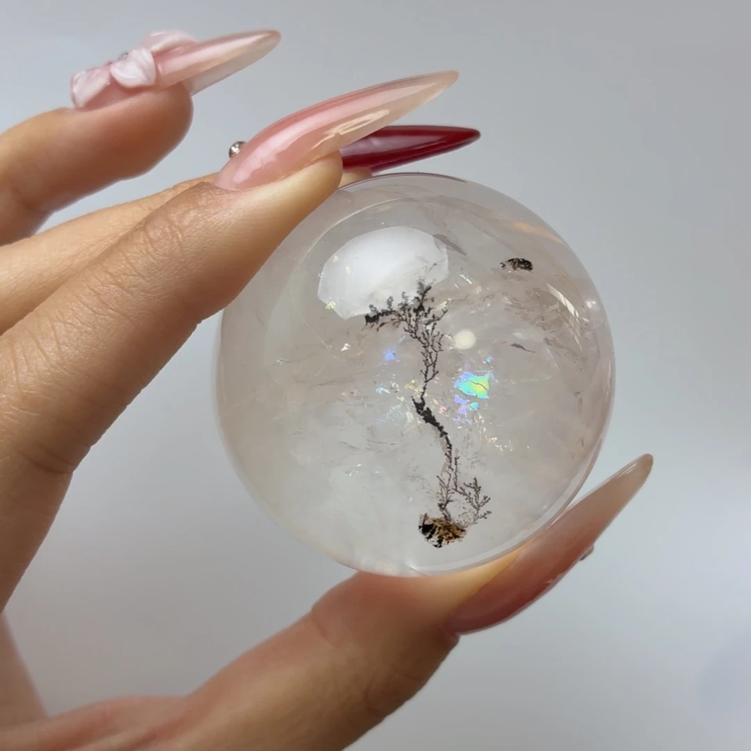 水晶珠宝半成品未镶嵌彩虹小树晶47.1mm