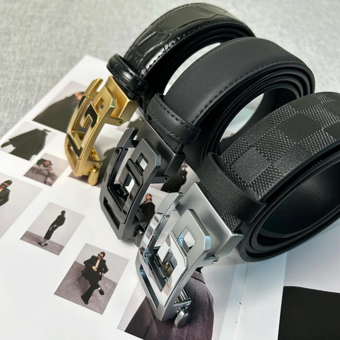 centrekoala男士商务牛皮皮带百搭真皮经典压花带扣双面潮流腰带