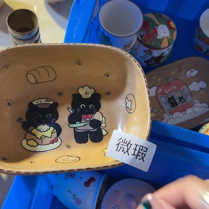 摆件微瑕不退不换卡通高温釉下彩
