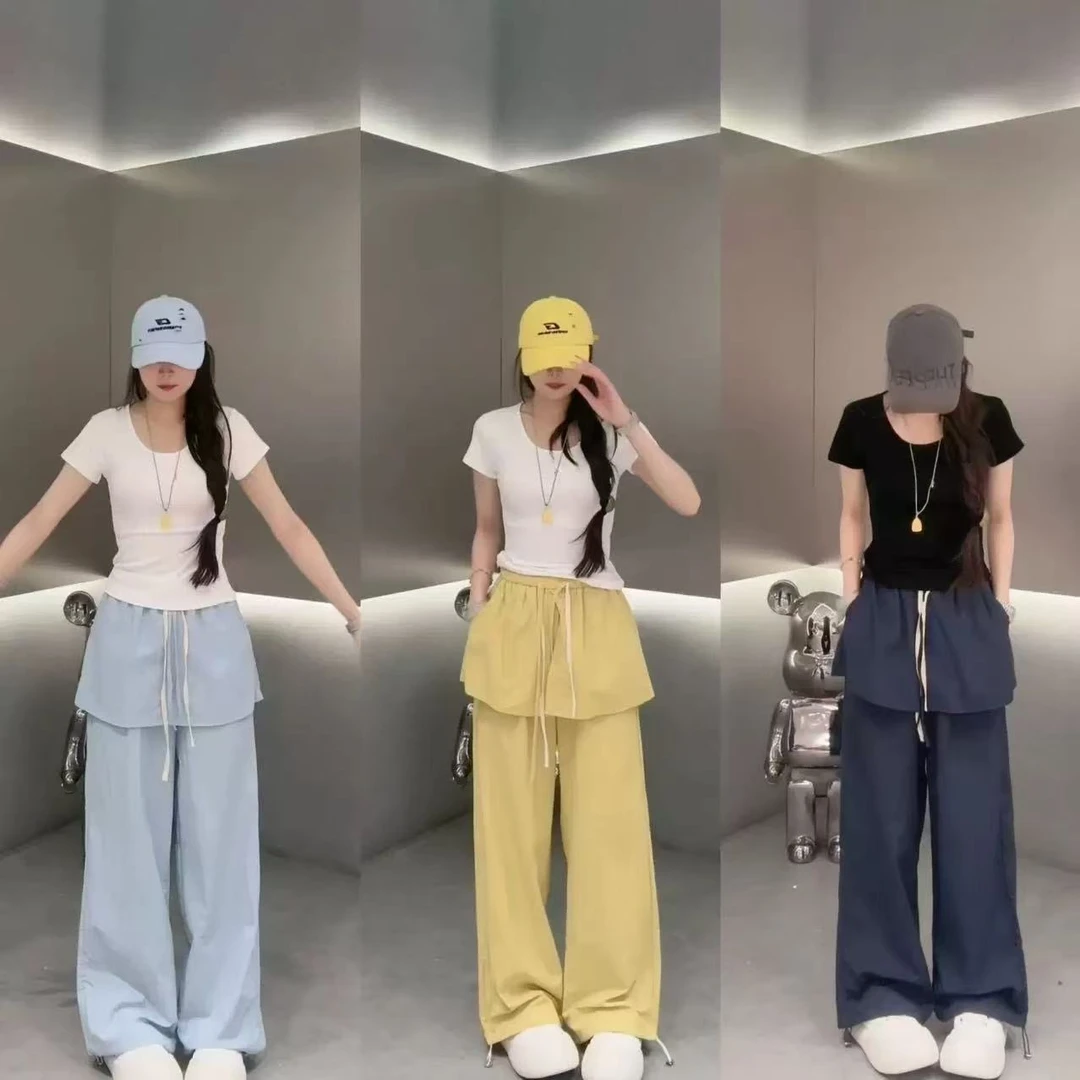 【插兜帘子】多色工装裤女