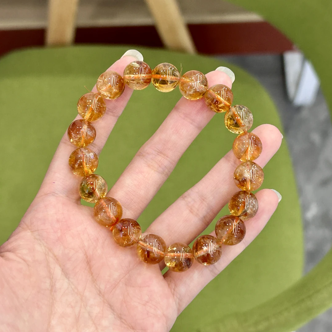 DM010天然黄水晶来财招米手链情侣款