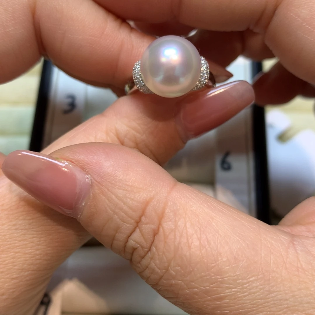 海水珍珠戒指银S925镶嵌