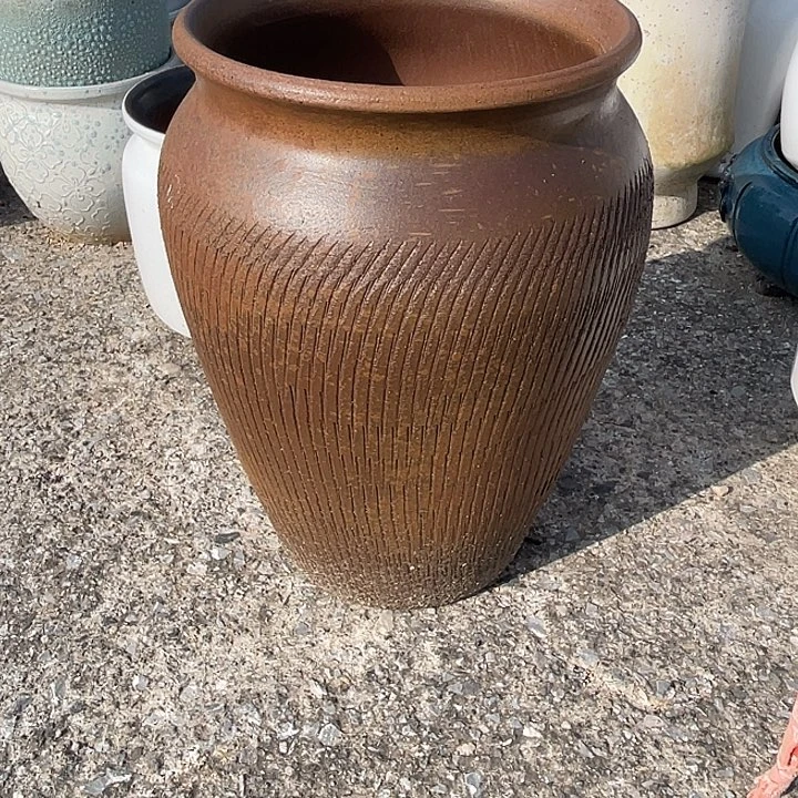 花盆紫砂口24高36一个复古柴烧色孤品