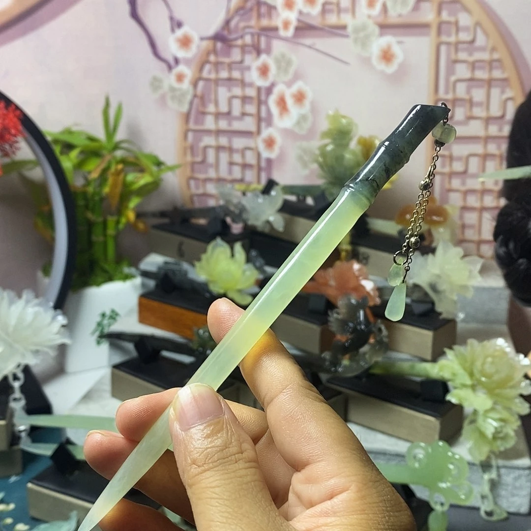岫玉未镶嵌岫玉发簪佳*