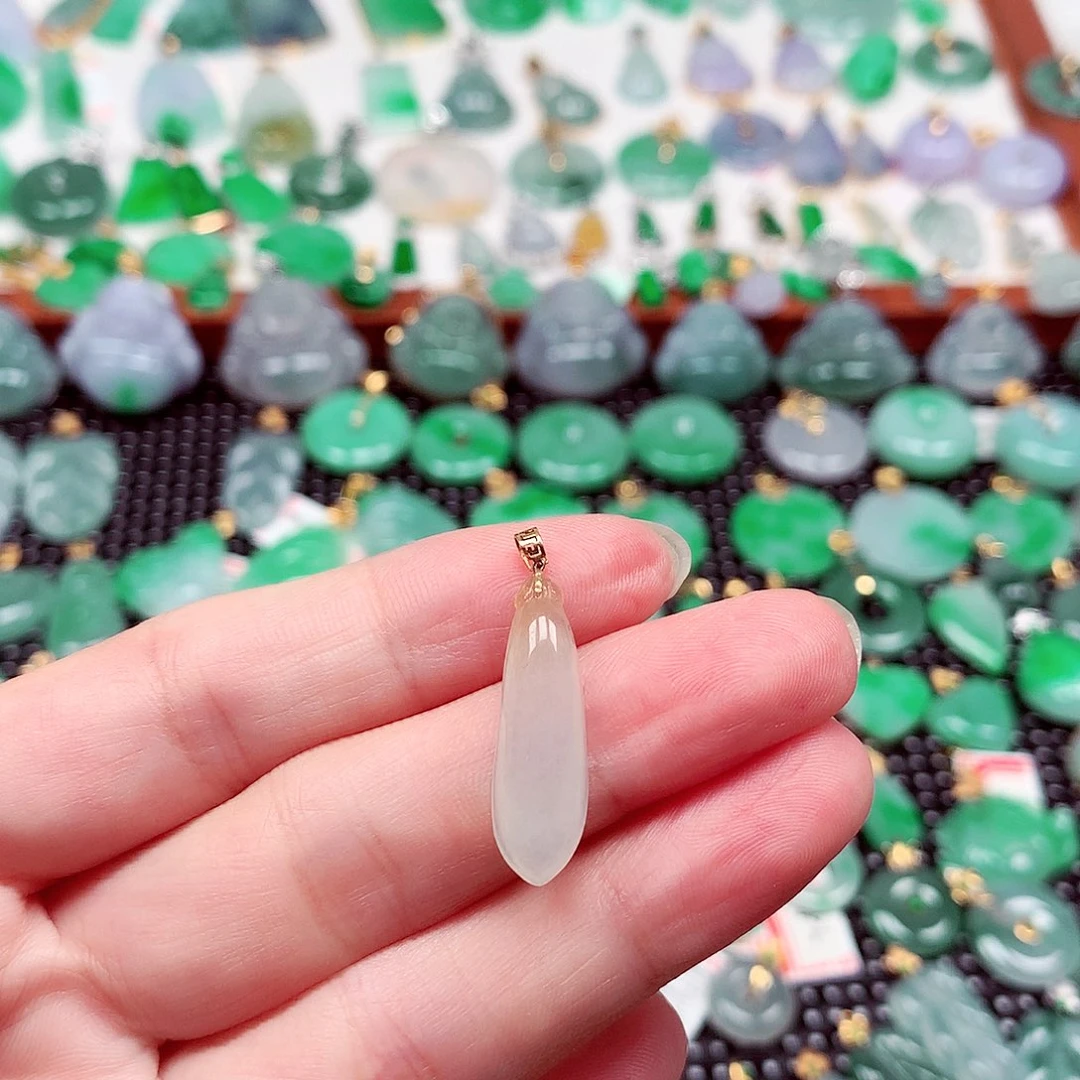翡翠18K金镶嵌吊坠(不含链)