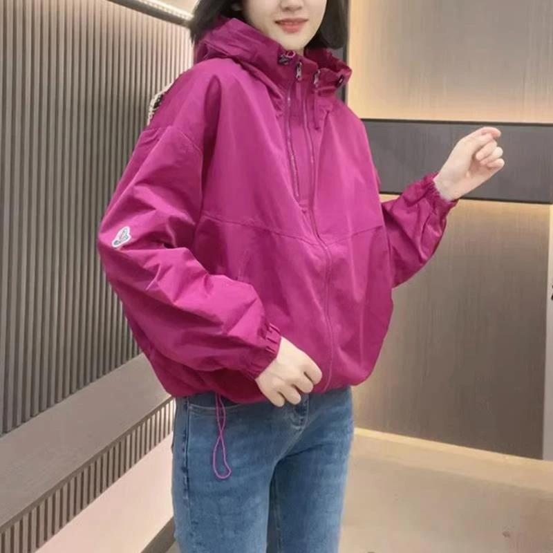 连帽冲锋衣短外套女夹棉加厚爆款2025冬款韩版宽松长袖春秋上衣