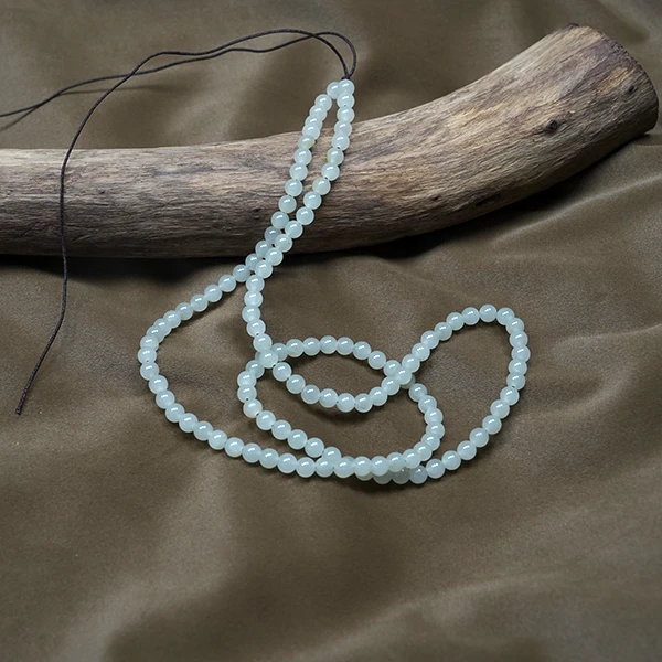 【米叔荐宝】新疆和田玉白玉籽起冰天然毛孔彩皮圆珠手链手串男女款