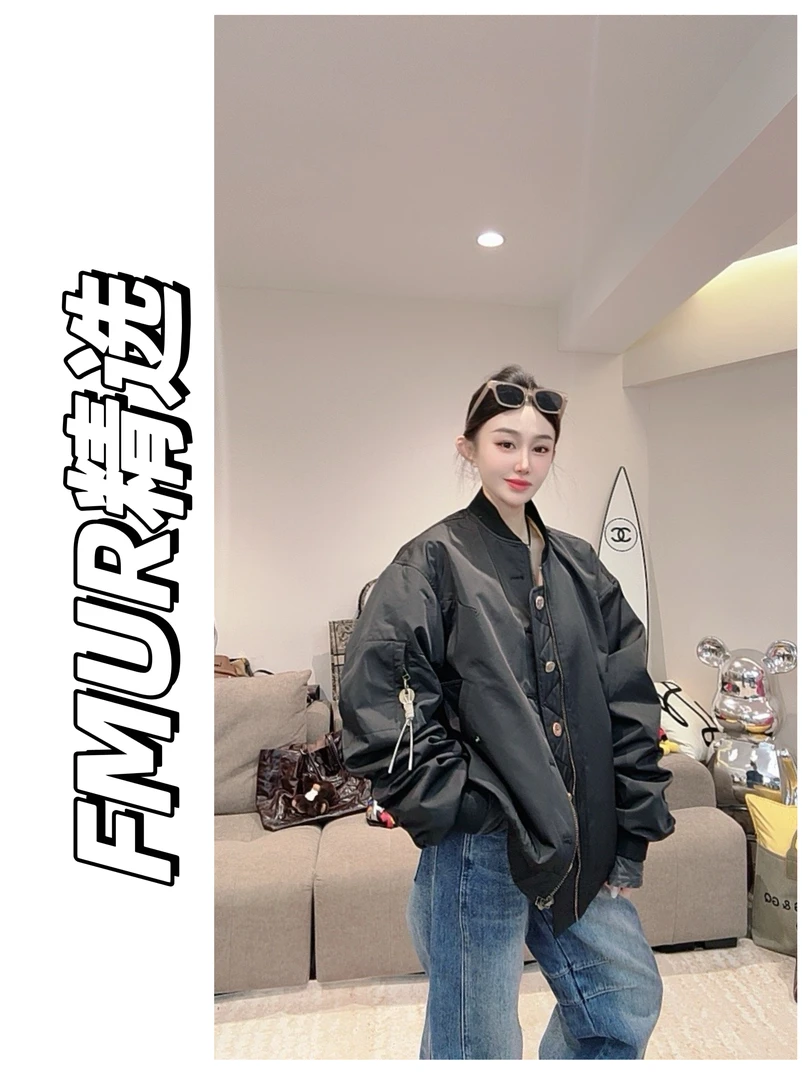 FMUR【6222】 秀款Bomber 夹克宽松休闲棉服外套男女