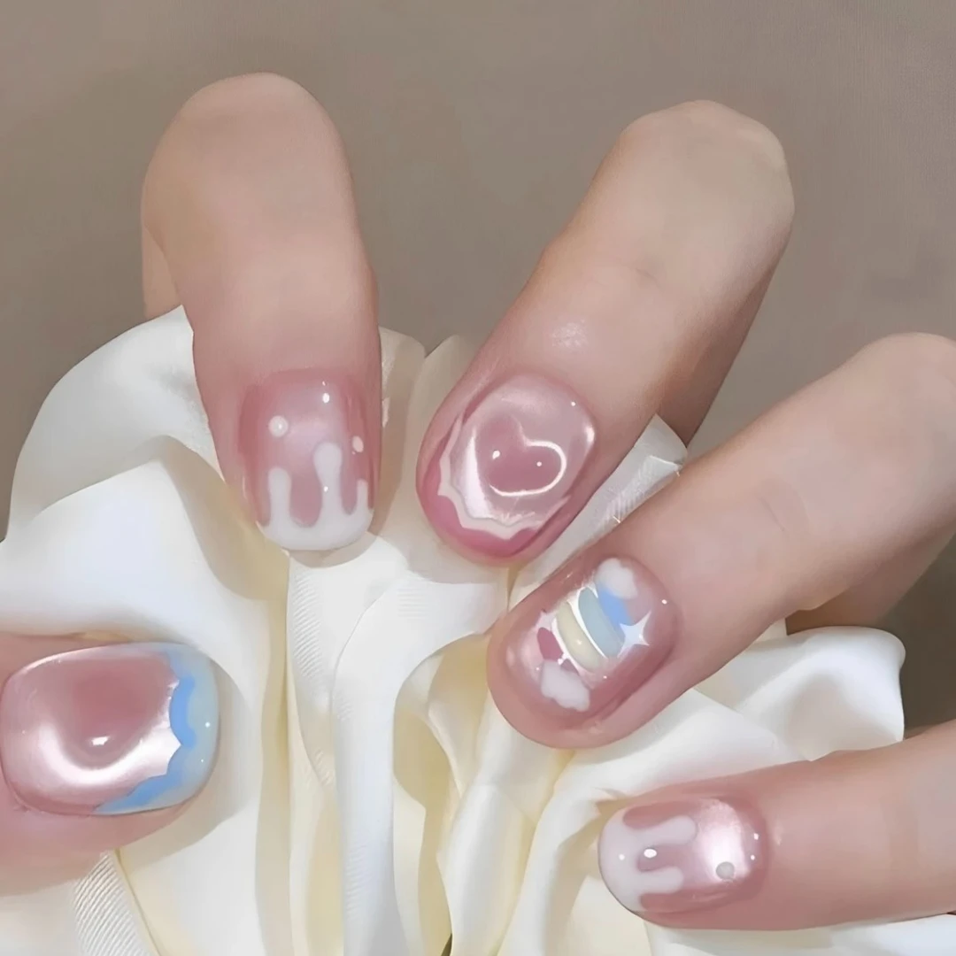 【流心奶糖】轻奢纯手工纯欲冰透高级猫眼穿戴甲美甲贴