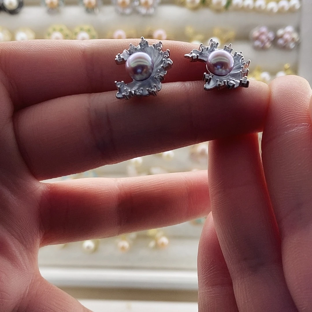 合金淡水珍珠耳饰