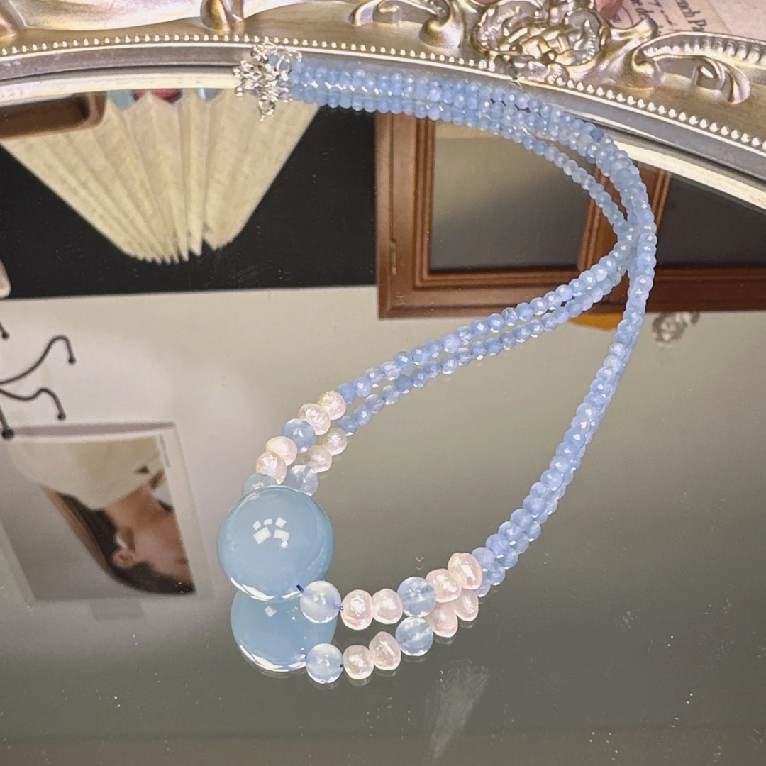 《海上冰岛》海蓝宝项链1196 颜色微差 多样性发一