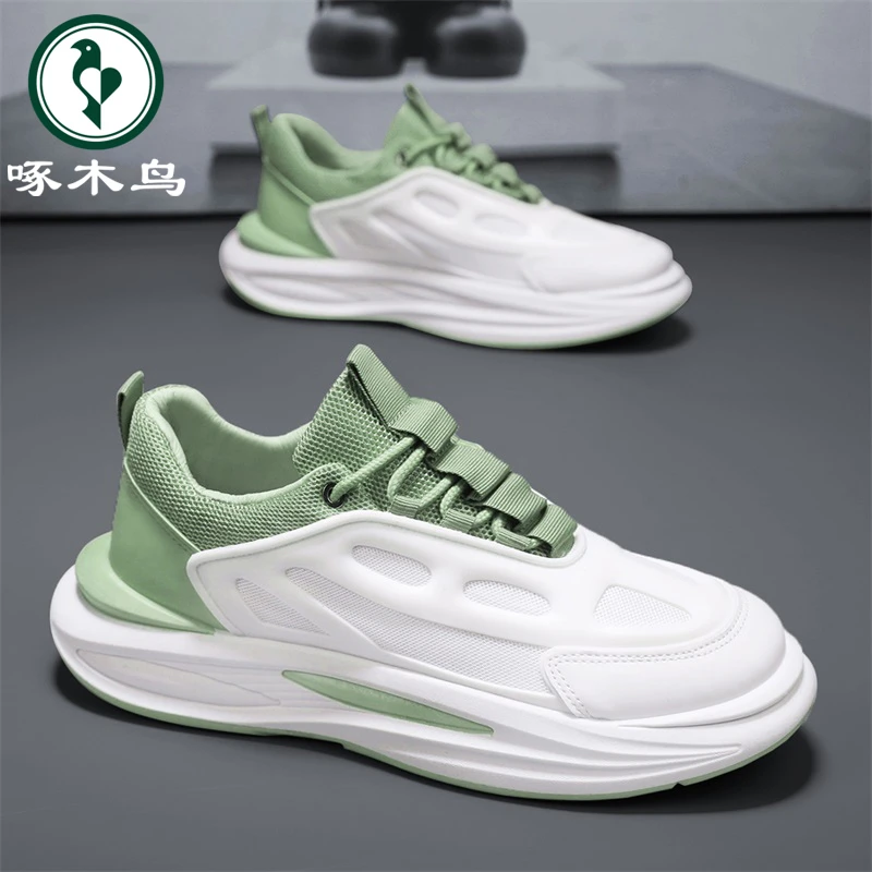 啄木鸟男鞋夏季新款潮流百搭厚底休闲老爹鞋子男款透气运动网面鞋