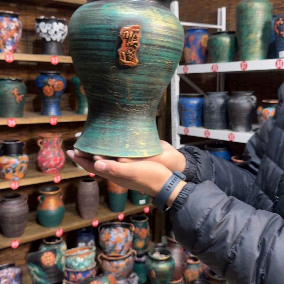 红陶浮雕花盆炸炸炸炸