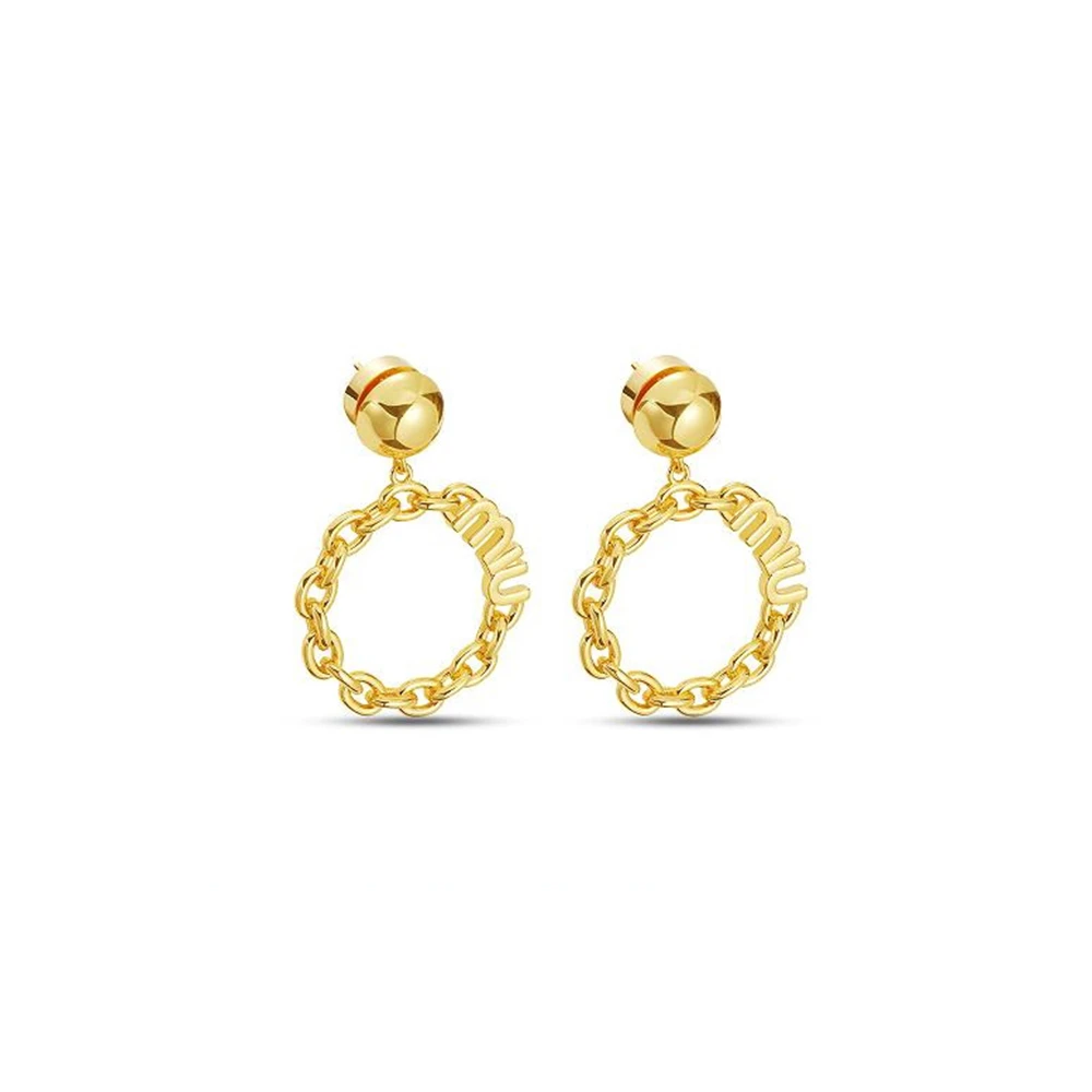 铜合金耳饰 气质轻奢时尚缪家链条字母耳环0018