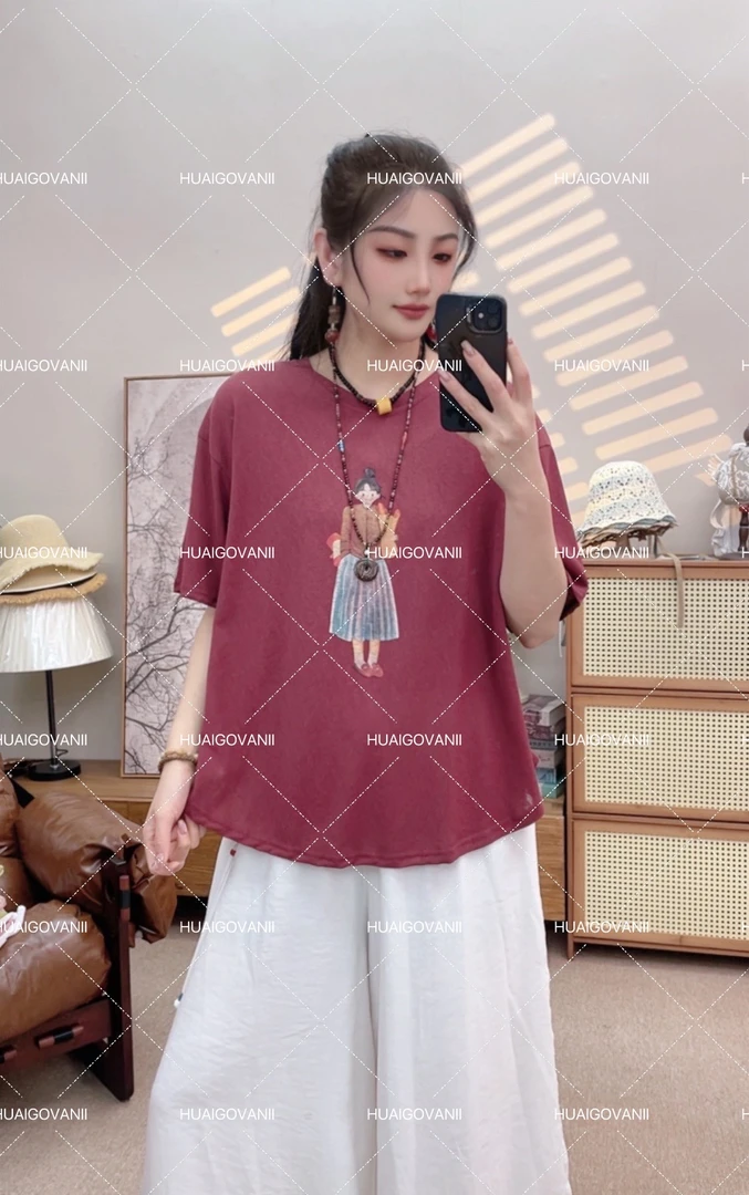 {禧宝甄选}高定设计师日常舒适精品麻高品质上衣夏上新-T001
