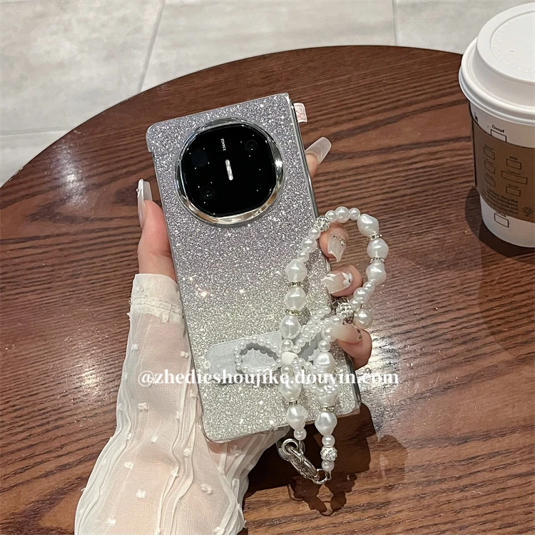 适用华为matex6折叠手机壳matex5典藏版高级闪粉支架全包壳膜一体