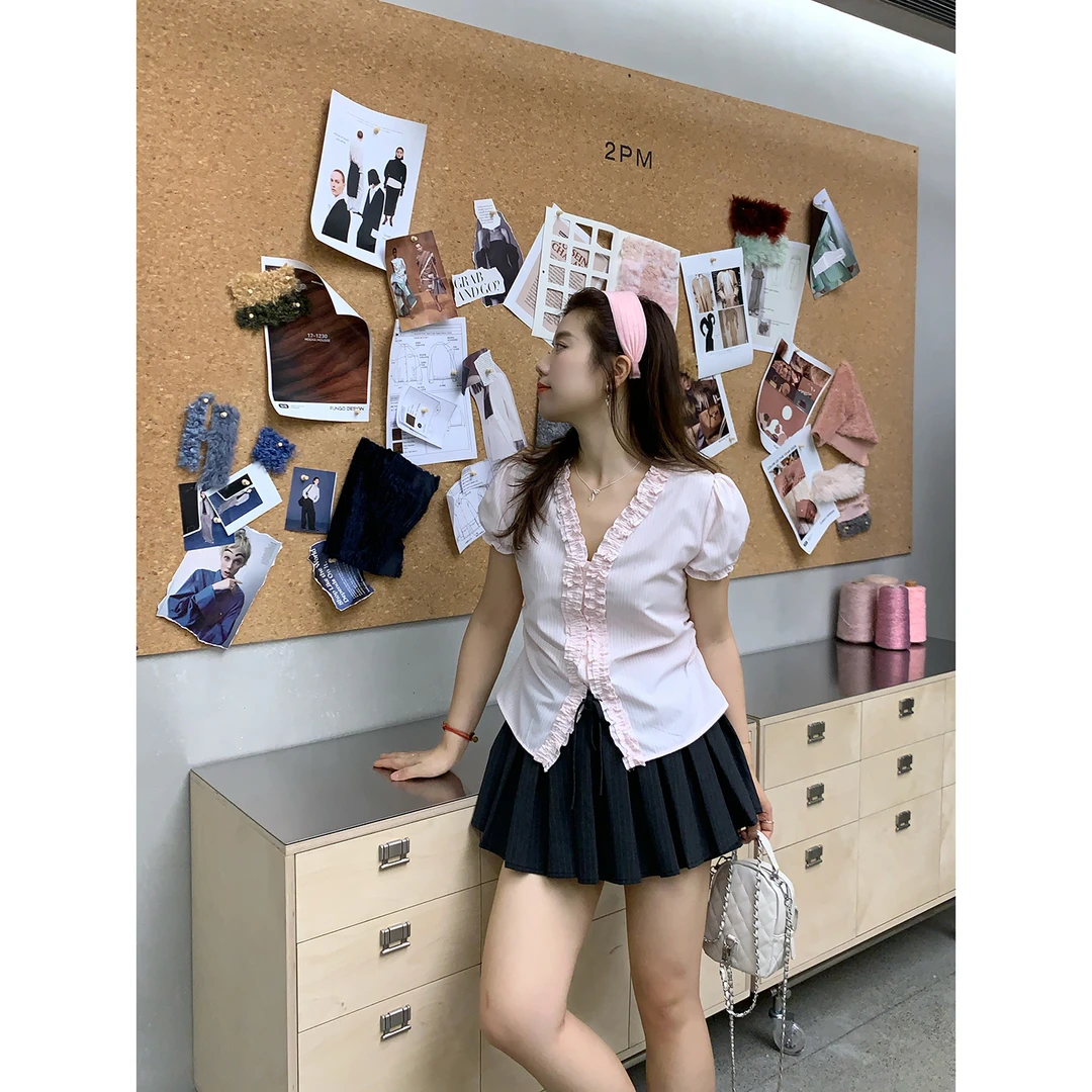 【年终狂欢款】米米子“出格漫画腿”灰色条蝴蝶结纹系带百褶裙