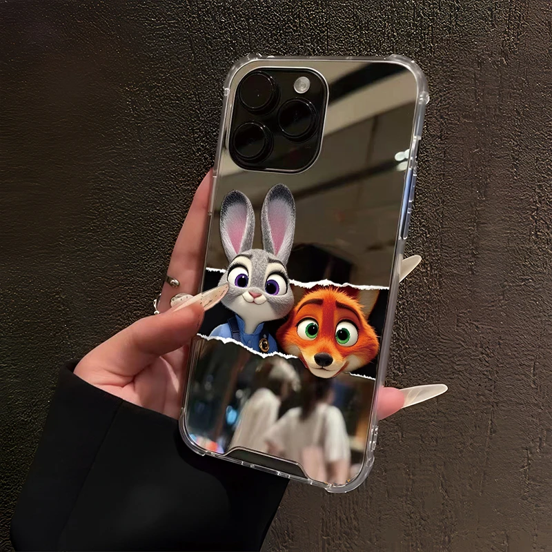 情侣尼克朱迪适用苹果16promax镜面手机壳15plus情侣14pro补妆13