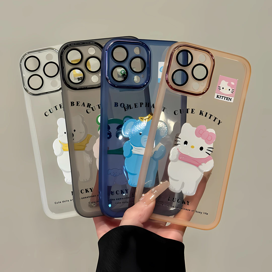 露肚肚kitty适用苹果16pro金属镜框卡通手机壳iphone15可爱小众