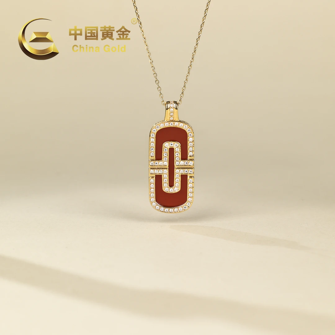 【中国黄金】汇烁 | 18k金镶嵌*吊坠*玛瑙-D7060-Y