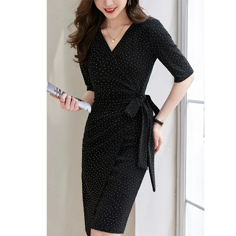 哥弟阿玛施正品闪闪满钻高端洋气夏季新款连衣裙女气质璀璨遮肚修