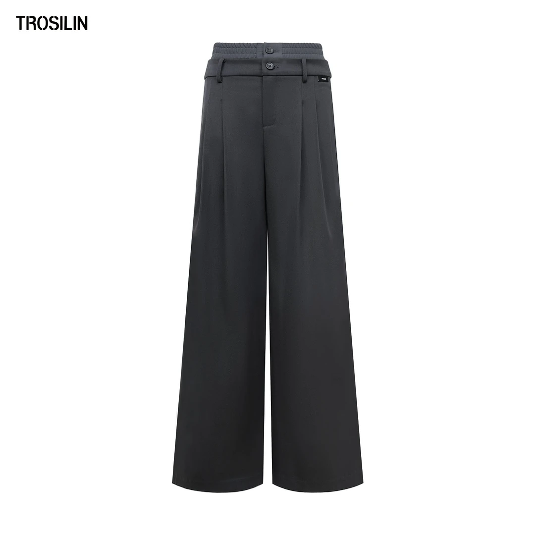 TROSILIN-2025早秋新品 廓形叠腰西裤 A25PT014GY-H