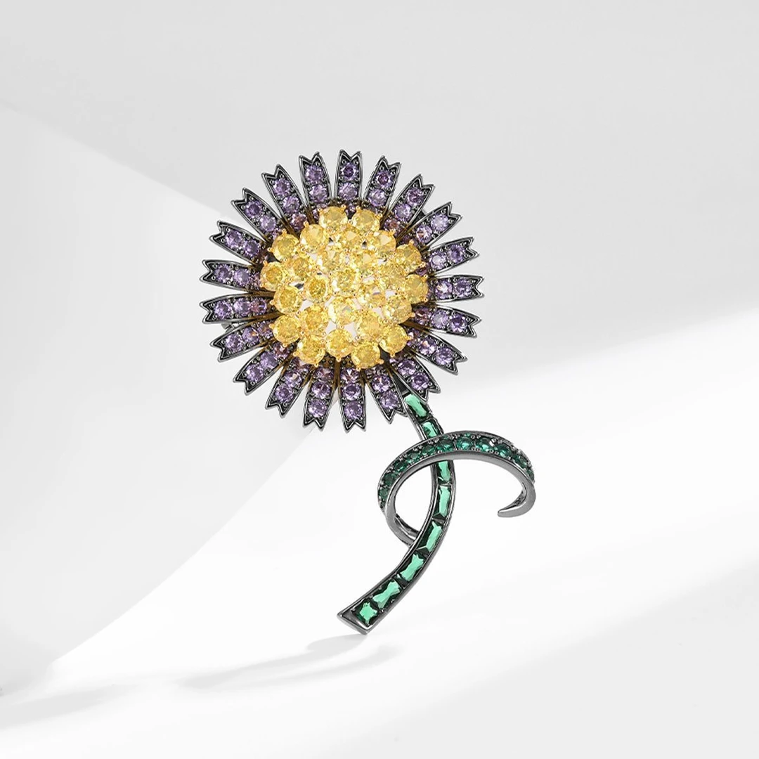 铜合金锆石胸针 高档31214创意设计感简约可爱日常款蒲公英胸针