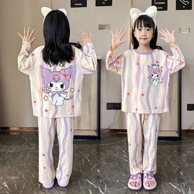 春秋季新款女童纯棉睡衣儿童长袖大童女孩亲子洋气母女家居服直播