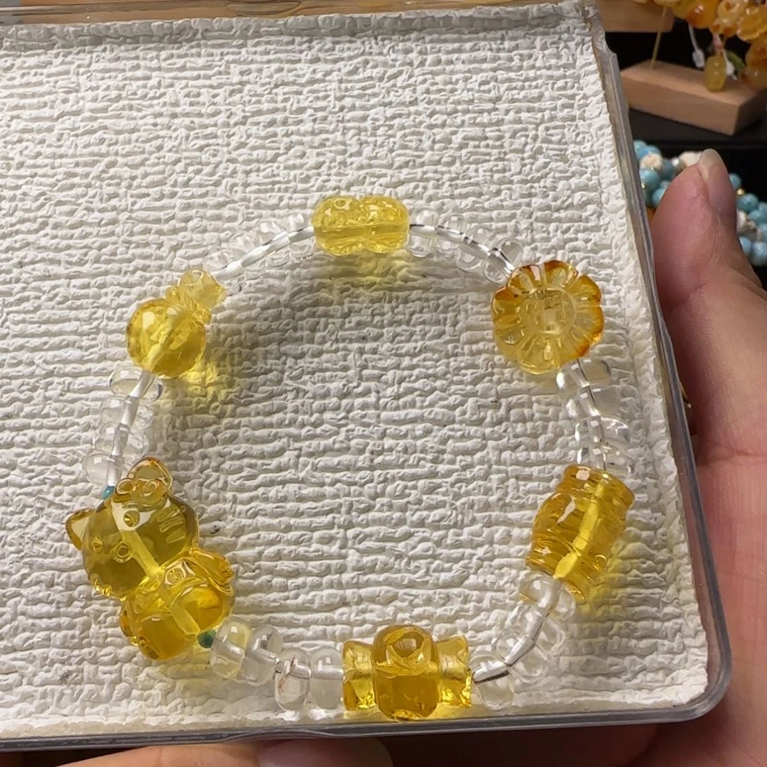 蜜蜡颈饰未镶嵌金珀DIY多宝手串