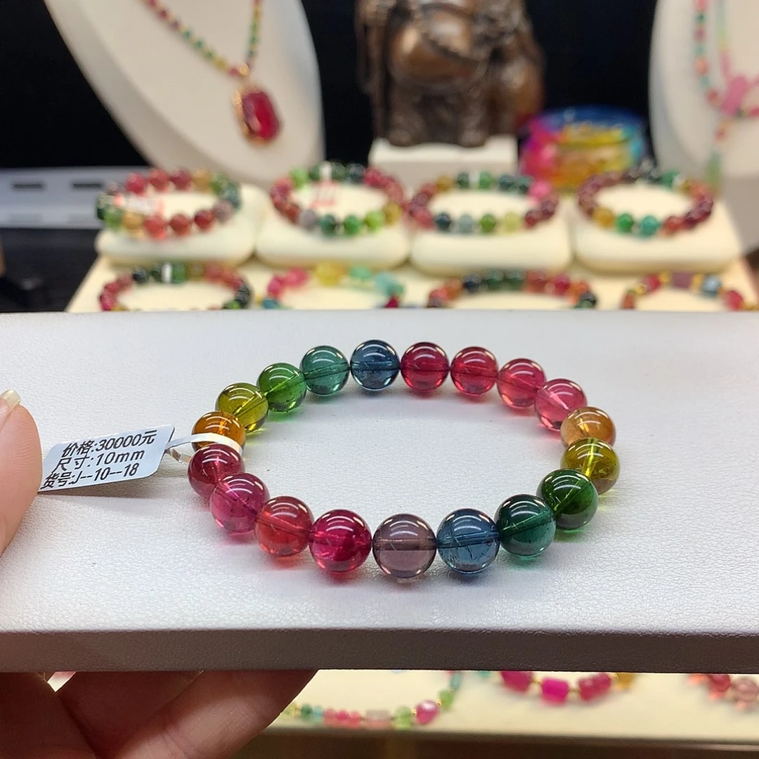 未镶嵌碧玺手串10.2/老矿彩虹。