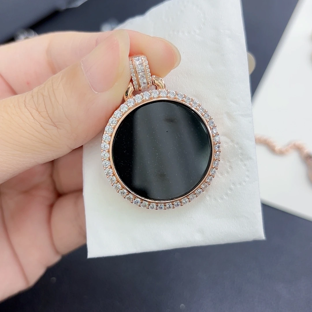 翡翠颈饰银S925镶嵌吊坠