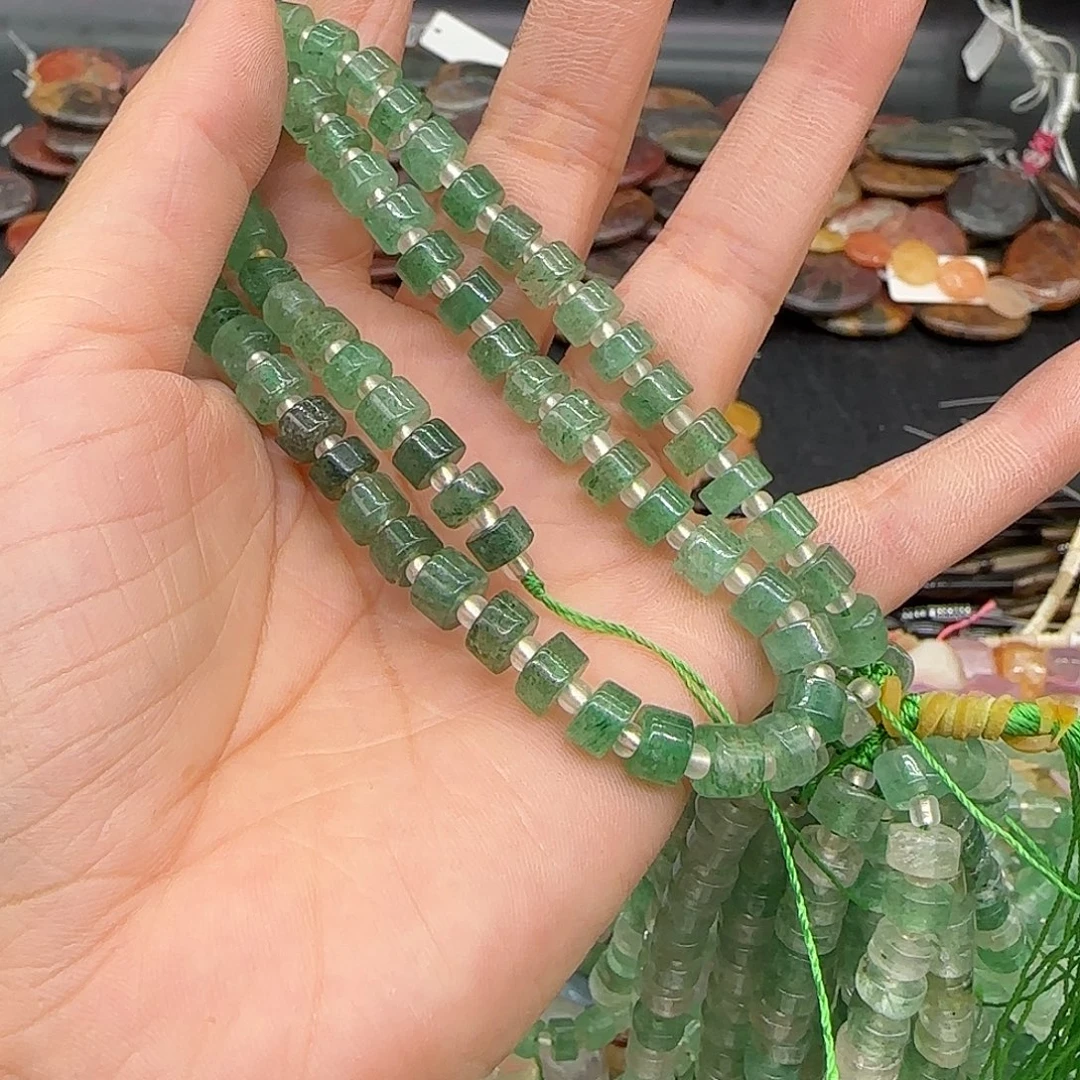 合金玛瑙/玉髓珠宝半成品绿草莓晶6mm一条