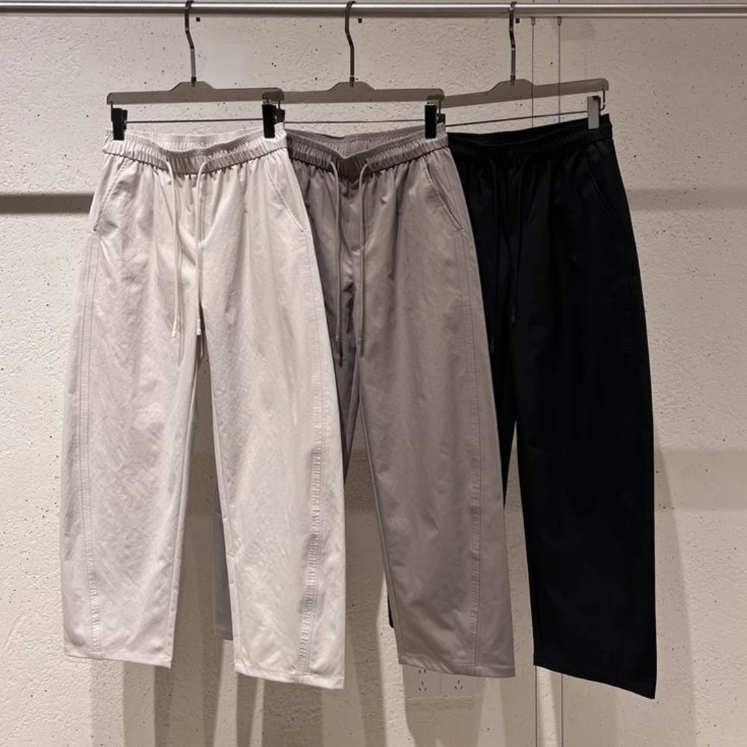 云柔触感纯色简约百搭显瘦松紧腰弯刀裤直筒香蕉裤休闲长裤男5818